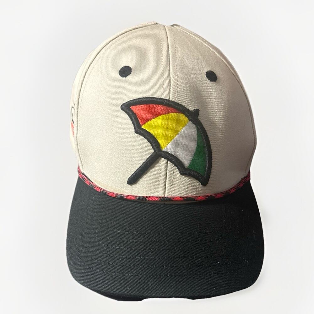 Arnold Palmer Inv. Adjustable Rope Hat - Red Golf Snapback VTG Beige, Red Blk
